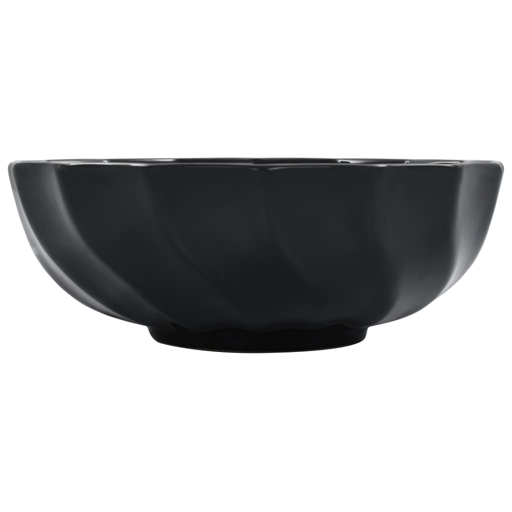 vidaXL Praustuvas, juodos spalvos, 46x17cm, keramika