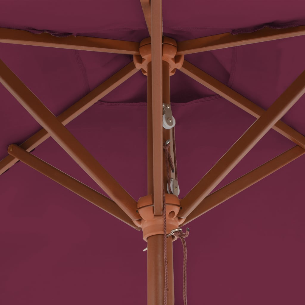 vidaXL Lauko skėtis su mediniu stulpu, 150x200cm, raudonas