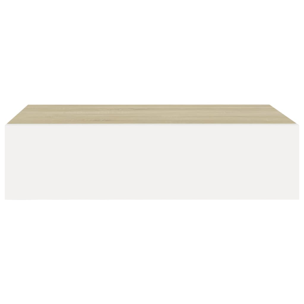 vidaXL Sieninė lentyna su stalčiumi, ąžuolo/balta, 40x23,5x10cm, MDF