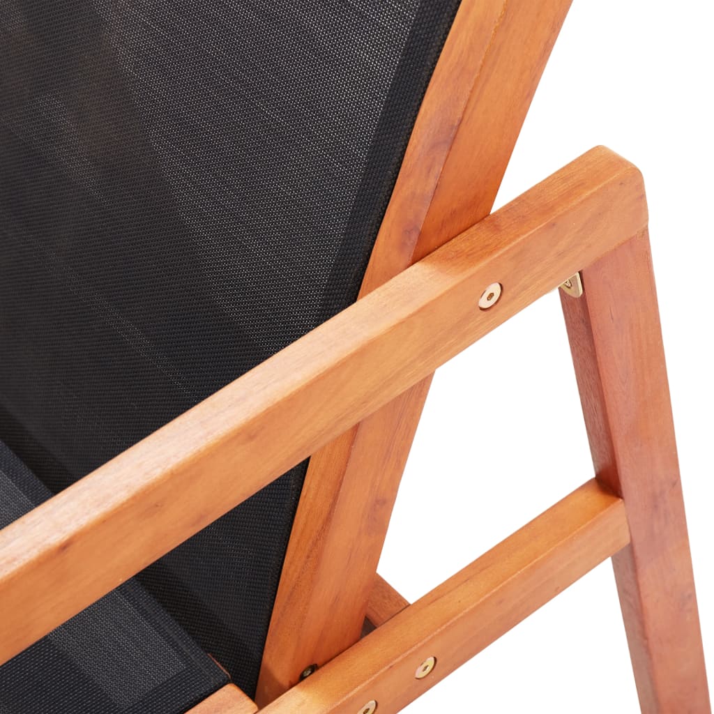 vidaXL Sodo poilsio kėdė, juoda, eukalipto masyvas ir tekstilenas