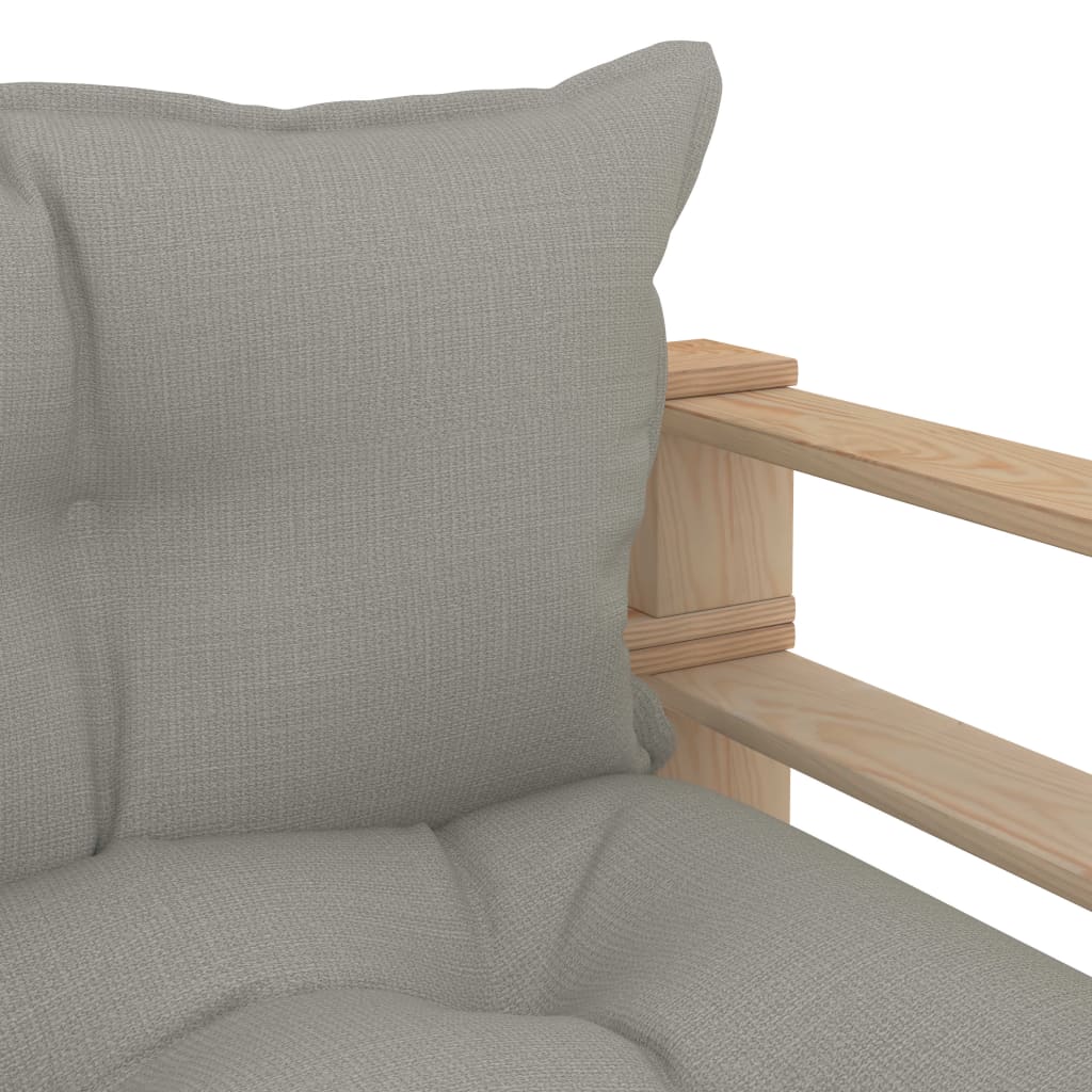 vidaXL Sodo sofa iš palečių su taupe spalvos pagalvėmis, mediena