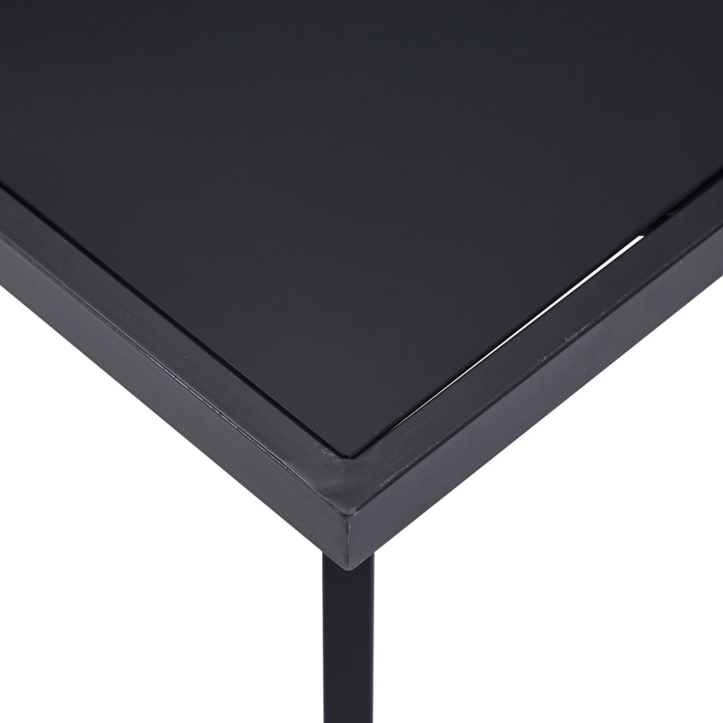 vidaXL Valgomojo stalas, juodas, 160x80x75cm, grūdintas stiklas