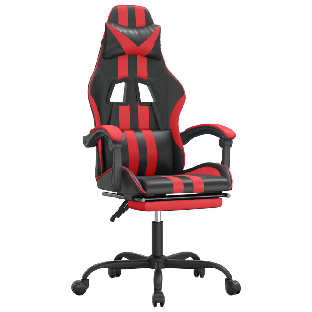 vidaXL Pasukama žaidimų kėdė su pakoja, juoda ir raudona, dirbtinė oda