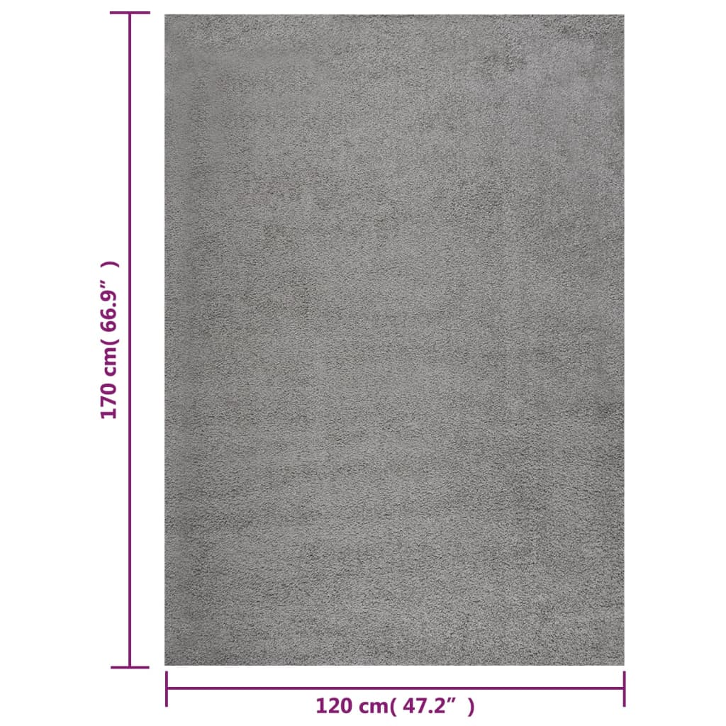 vidaXL Shaggy tipo kilimas, pilkas, 120x170cm, aukšti šereliai