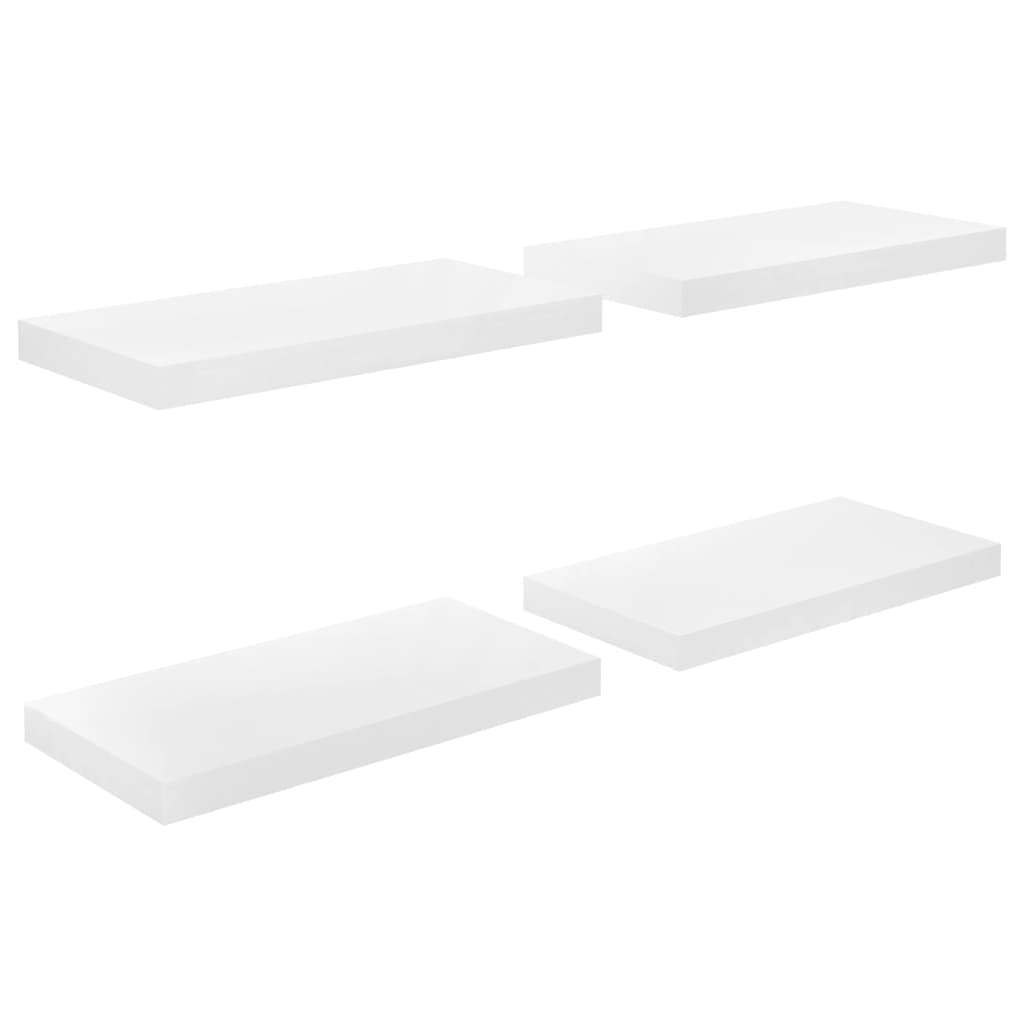 vidaXL Pakabinamos sieninės lentynos, 4vnt., baltos, 50x23x3,8cm, MDF