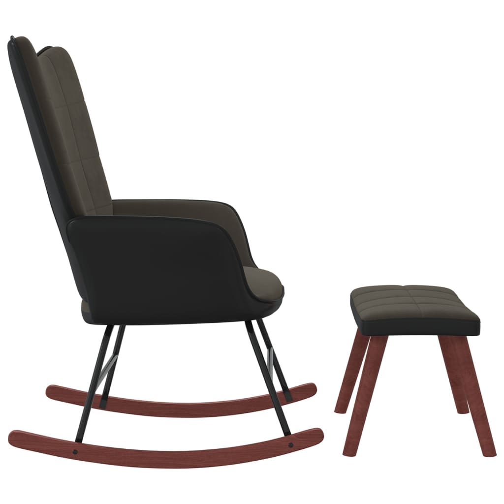 vidaXL Supama kėdė su pakoja, tamsiai pilkos spalvos, aksomas ir PVC