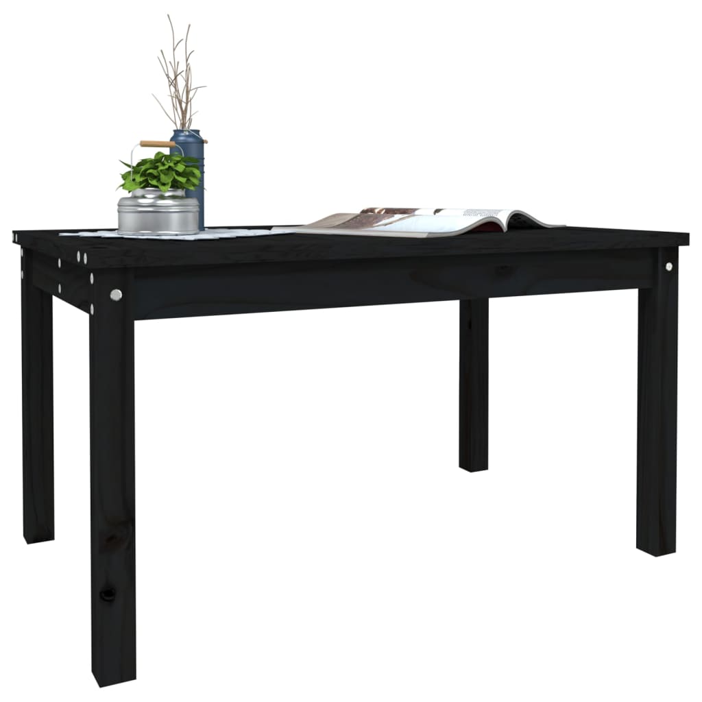 vidaXL Sodo stalas, juodas, 82,5x50,5x45cm, pušies medienos masyvas