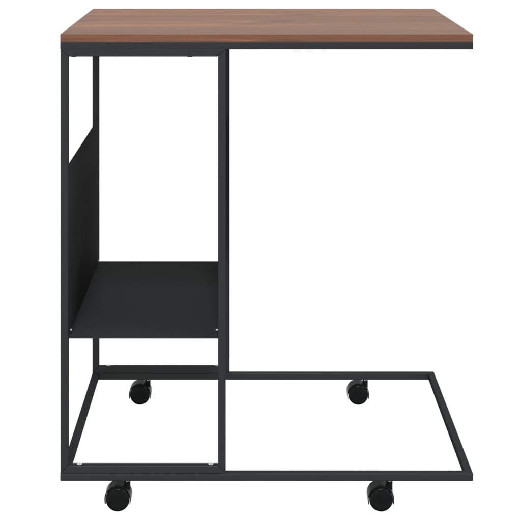 vidaXL Šoninis staliukas su ratukais, juodas, 55x36x63,5cm, mediena