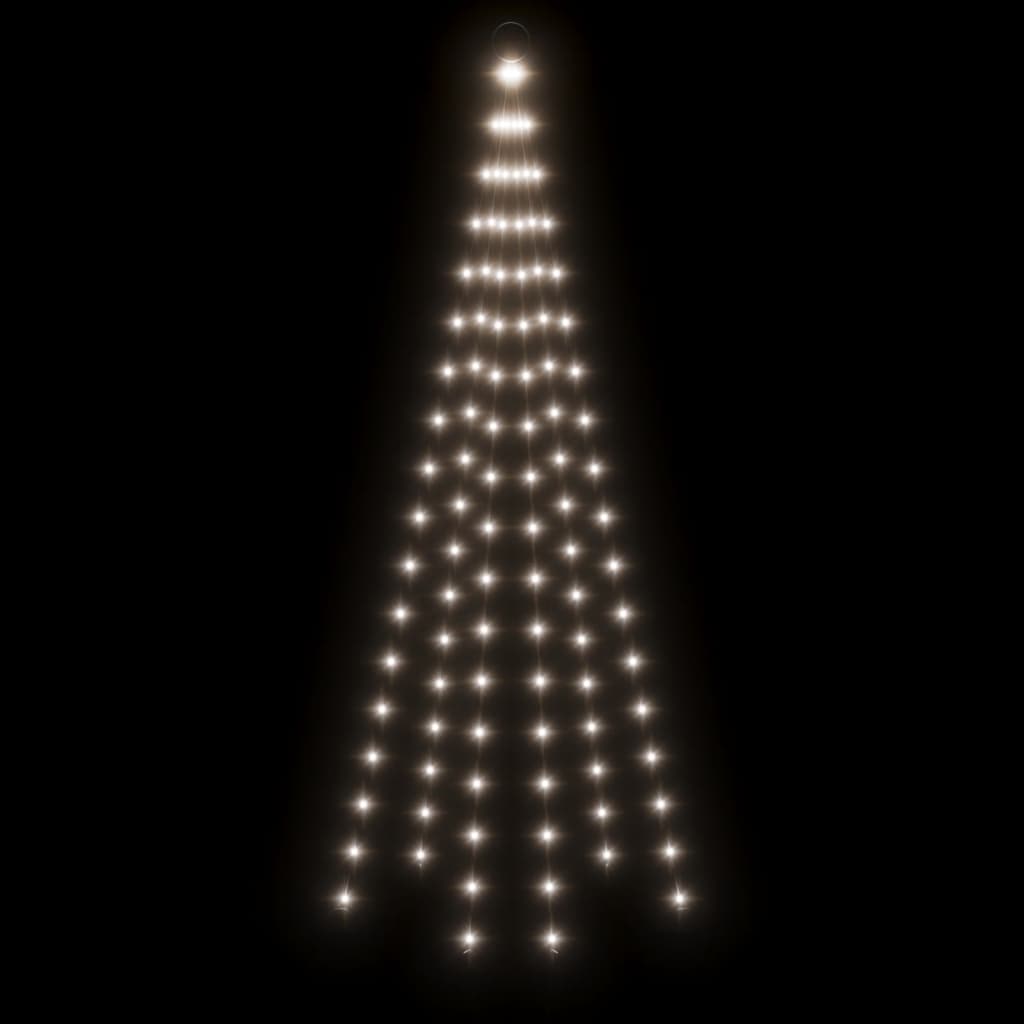 vidaXL Kalėdų eglutė ant vėliavos stiebo, 180cm, 108 šaltos baltos LED