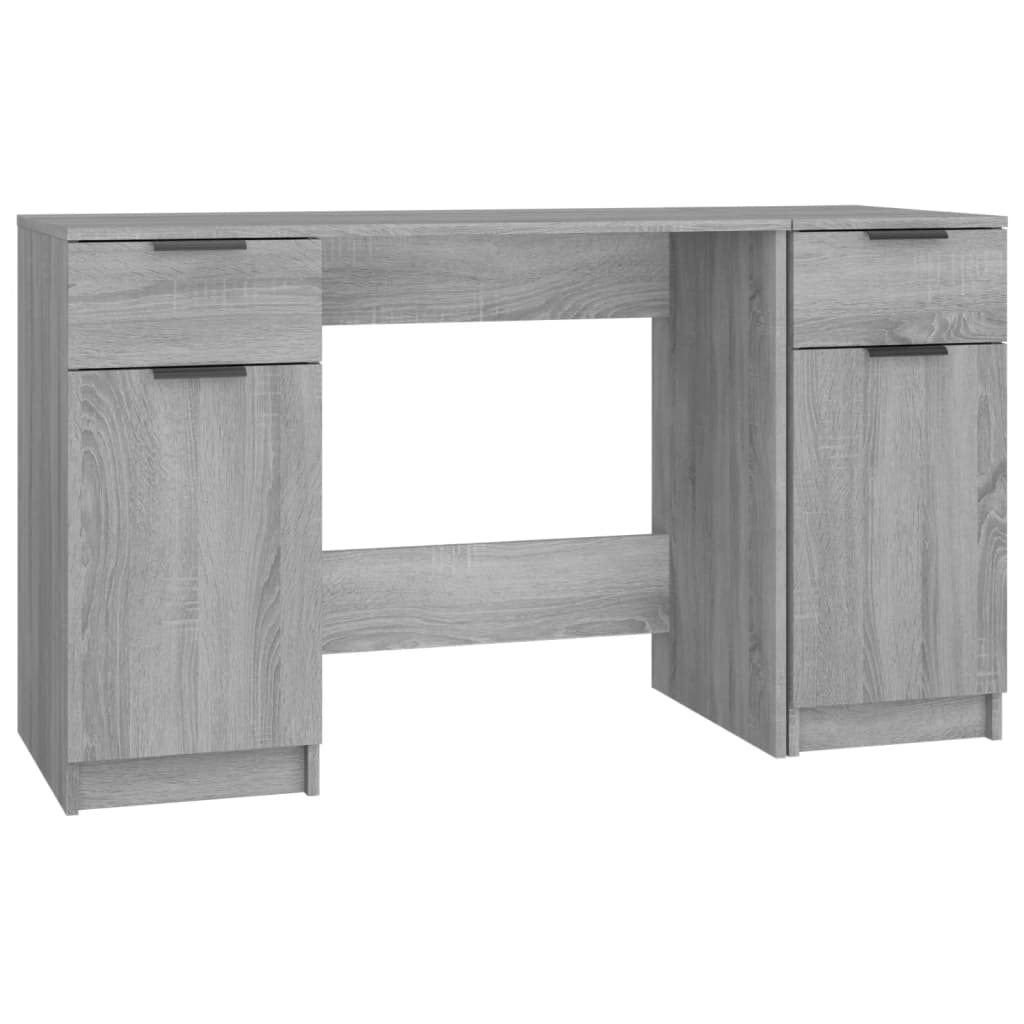 vidaXL Rašomasis stalas su šonine spintele, pilkas ąžuolo, mediena