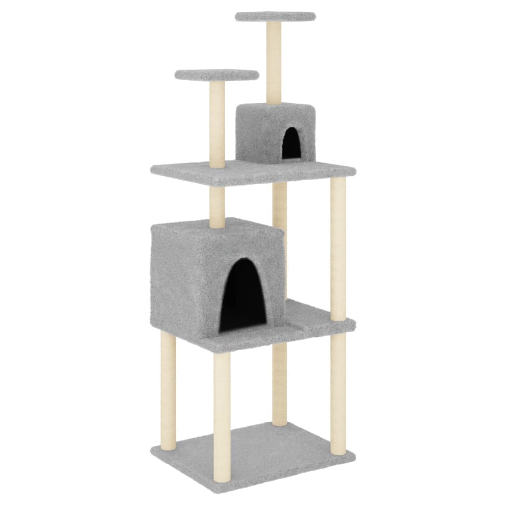 vidaXL Draskyklė katėms su stovais iš sizalio, šviesiai pilka, 167cm