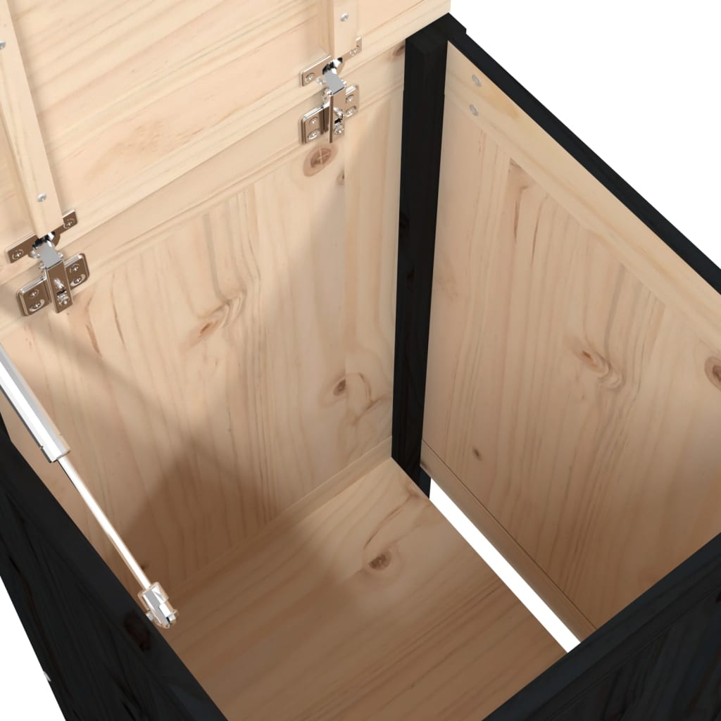 vidaXL Skalbinių dėžė, juoda, 44x44x76cm, pušies medienos masyvas