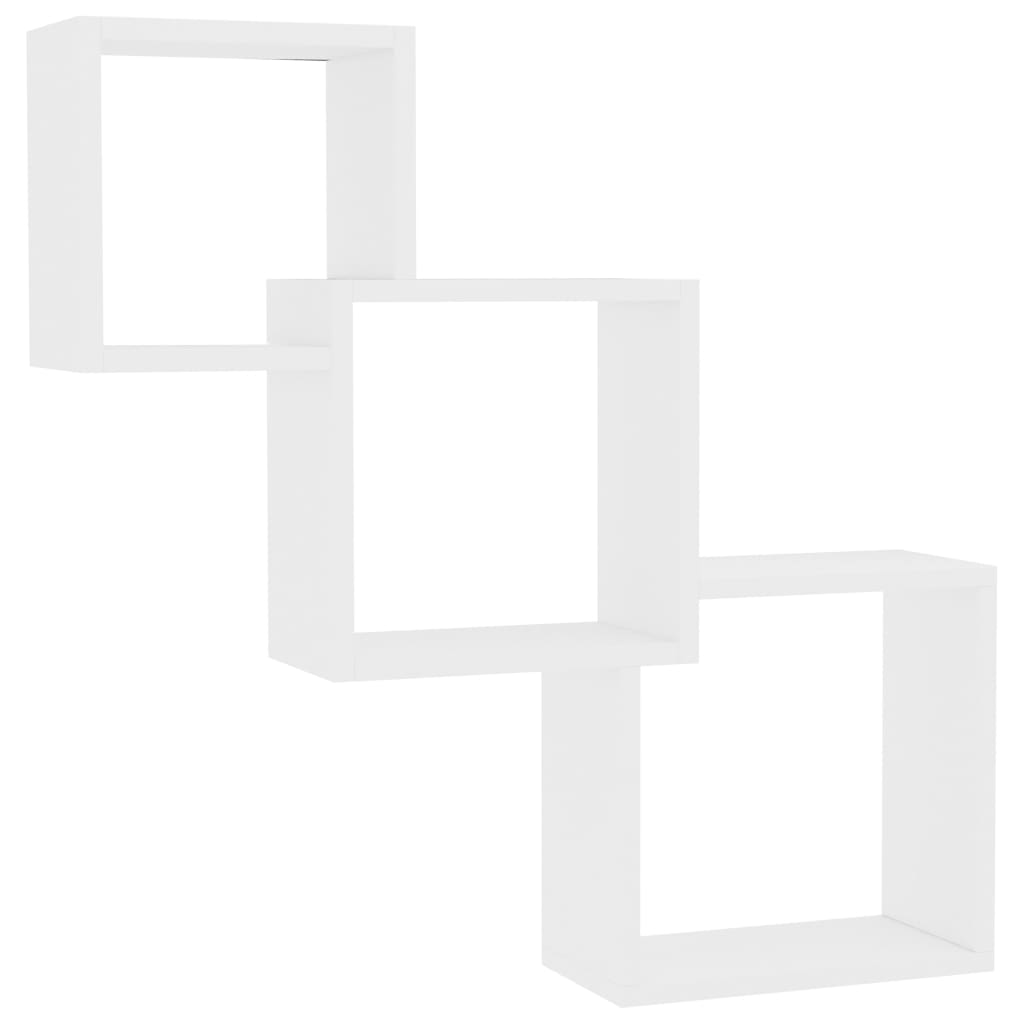 vidaXL Sieninės lentynos, baltos sp., 68x15x68cm, MDP, kubo formos