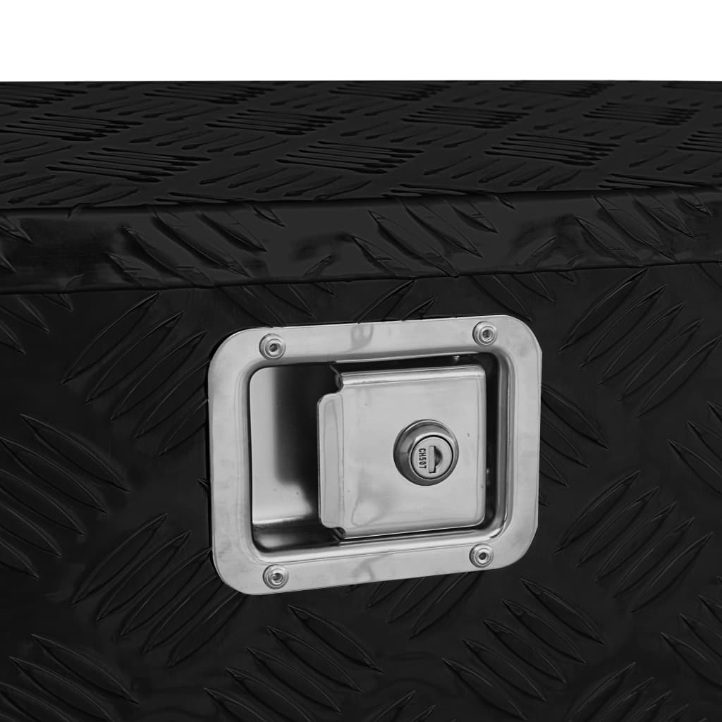 vidaXL Aliuminio dėžė, juodos spalvos, 70x24x42cm, trapecijos formos