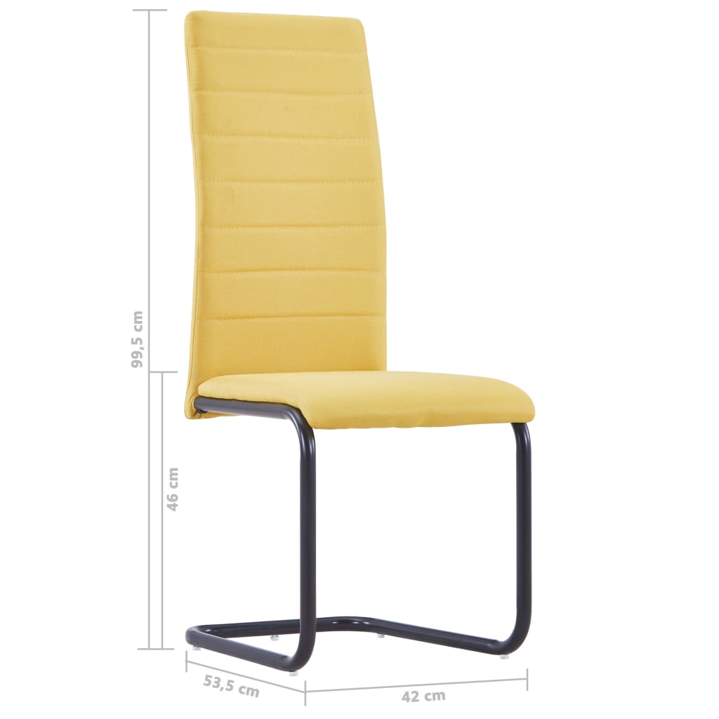 vidaXL Gembinės valgomojo kėdės, 2 vnt., geltonos, audinys