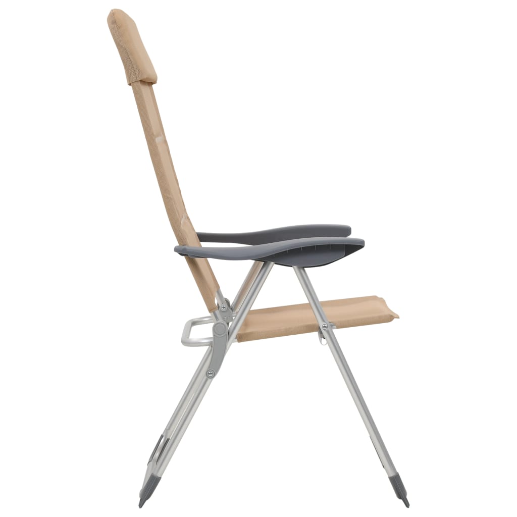 vidaXL Kempingo kėdės, 2 vnt., kreminės sp., 58x69x111cm, aliuminis
