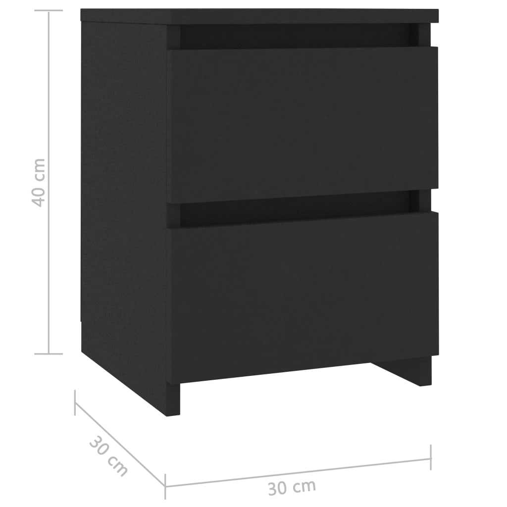 vidaXL Naktinė spintelė, juodos spalvos, 30x30x40cm, apdirbta mediena