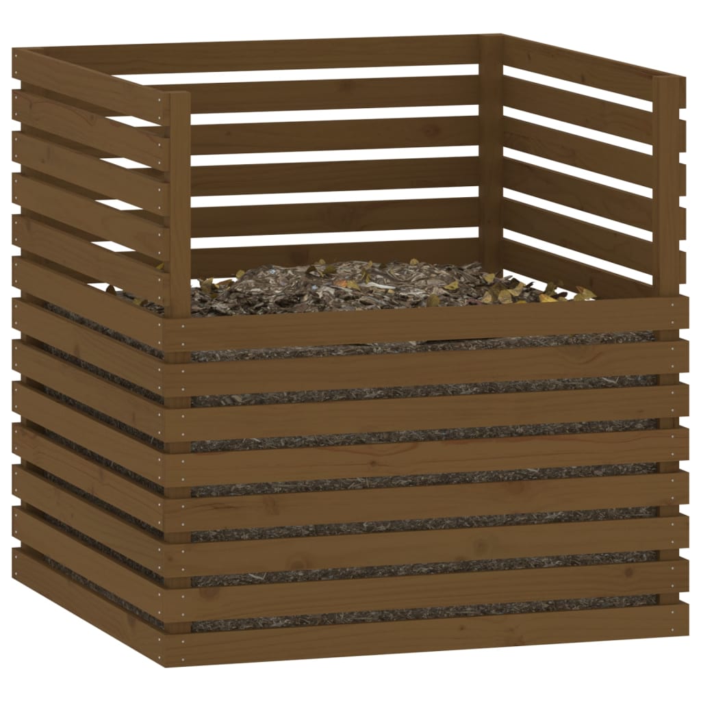 vidaXL Komposto dėžė, medaus rudas, 100x100x102cm, pušies masyvas