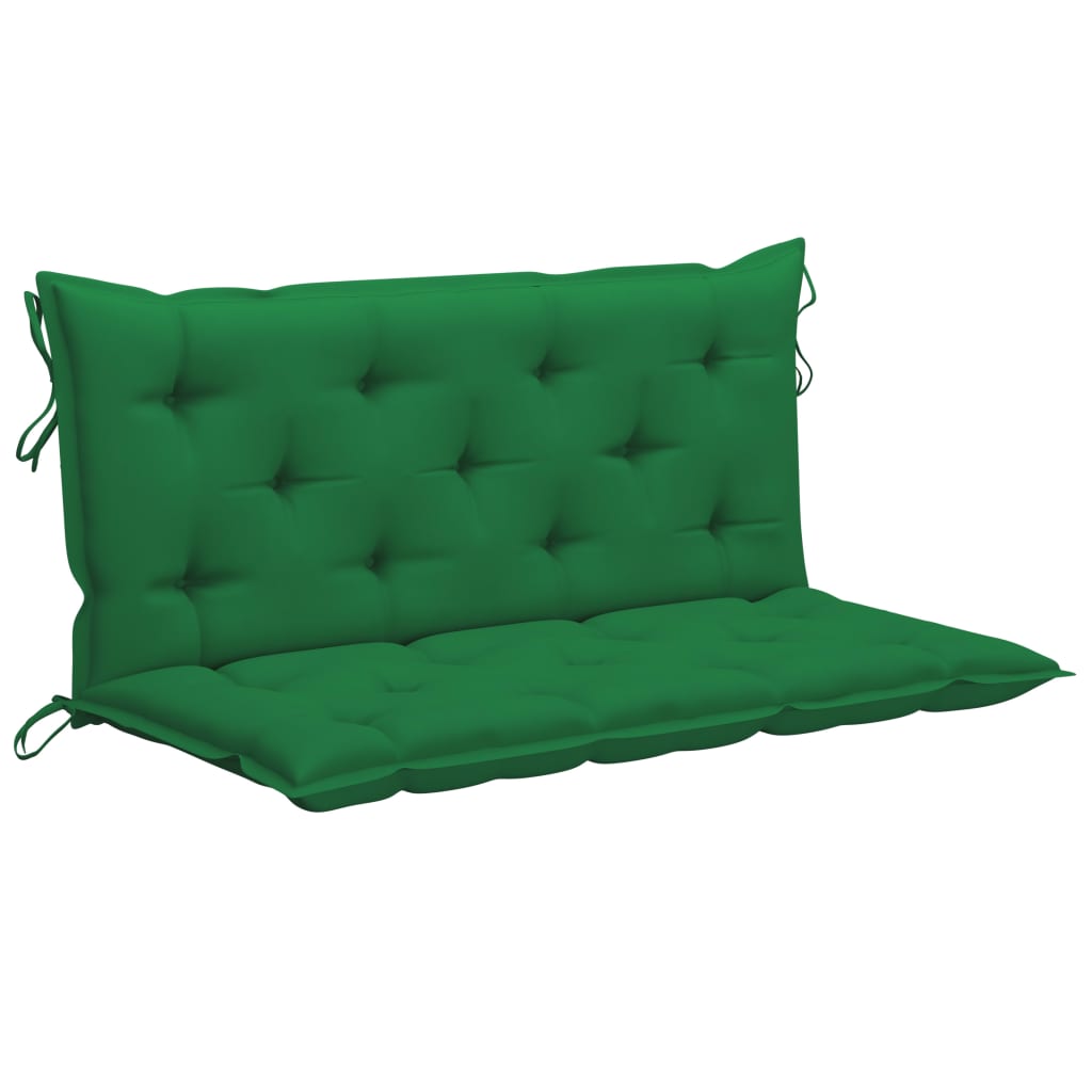 vidaXL Supamas suoliukas su žalia pagalvėle, 120cm, tikmedžio masyvas