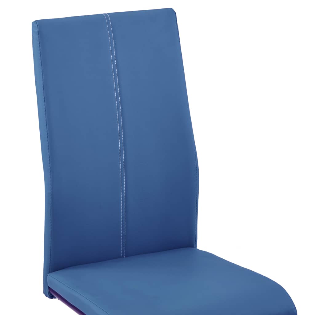 vidaXL Gembinės valgomojo kėdės, 2 vnt., mėlynos, dirbtinė oda