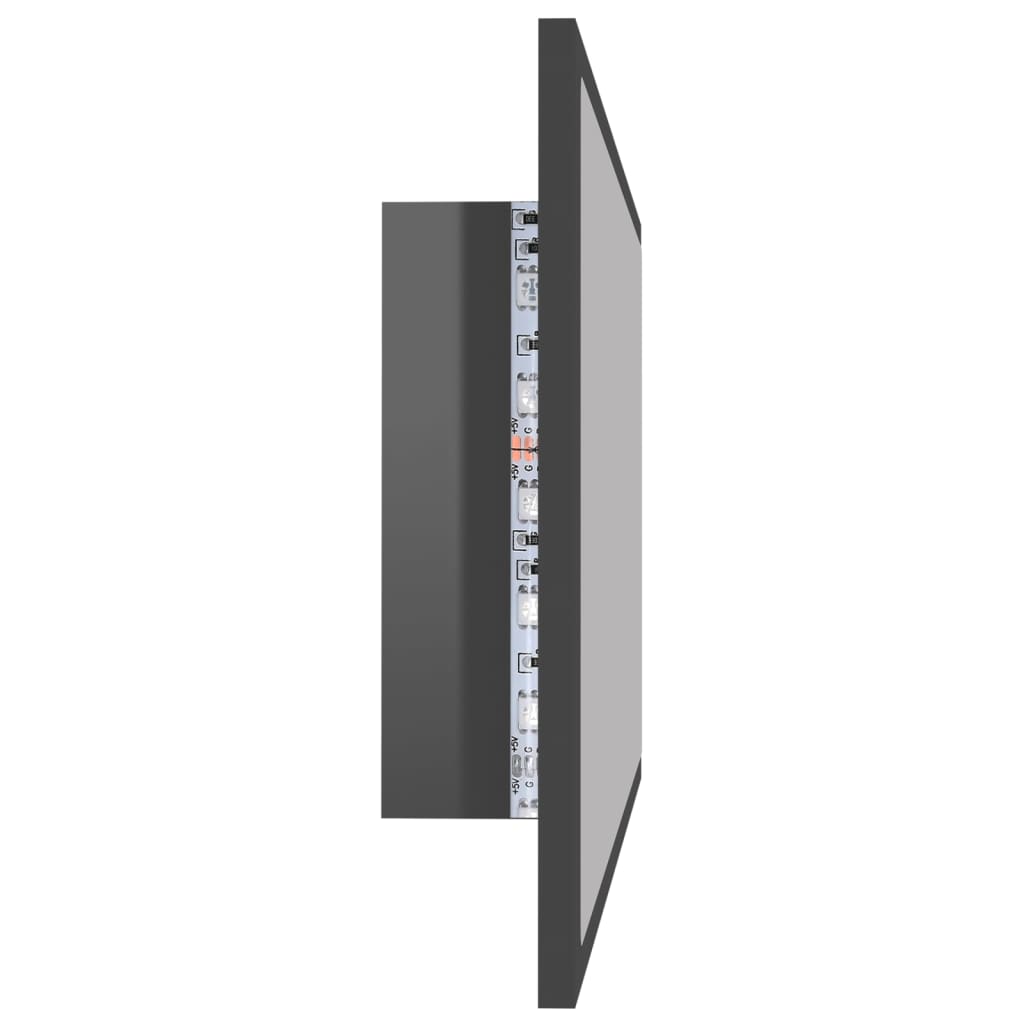 vidaXL Vonios LED veidrodis, pilkas, 80x8,5x37cm, akrilas, blizgus