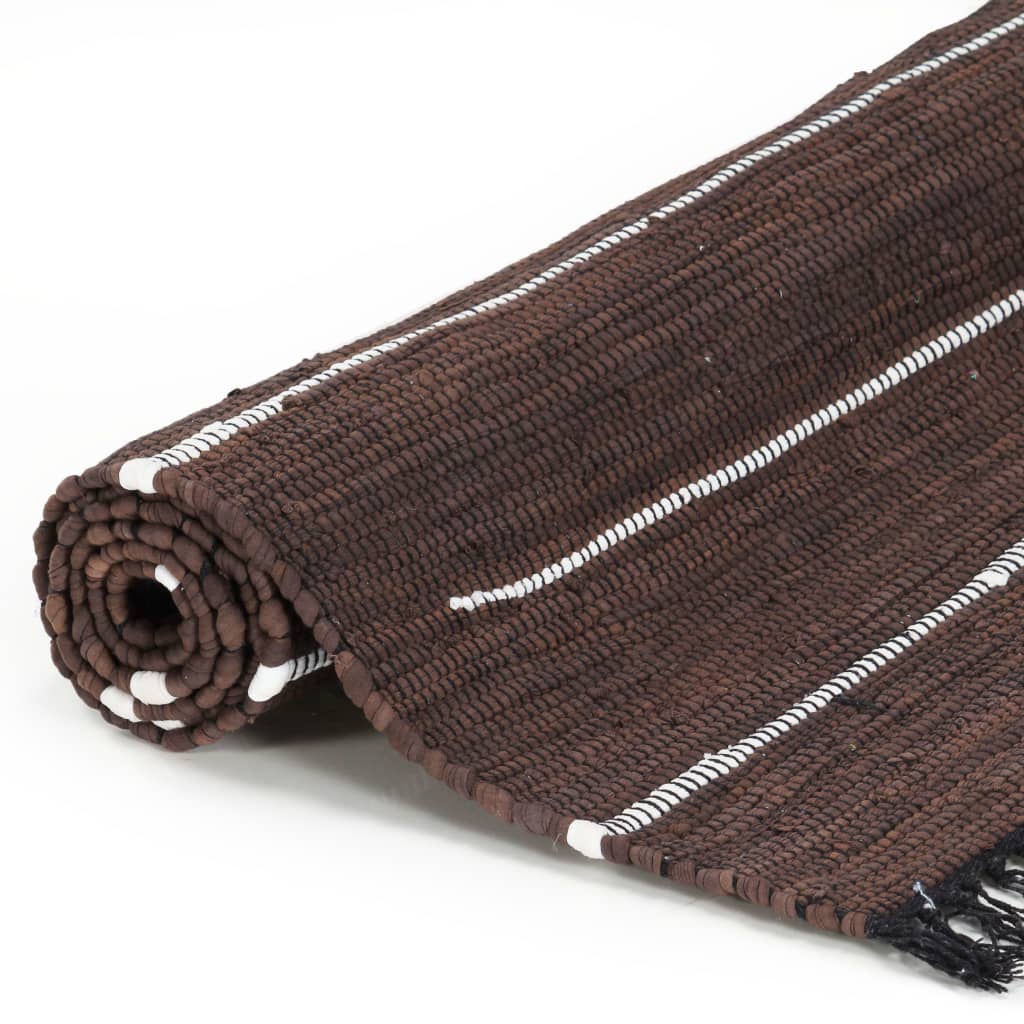 vidaXL Chindi kilimėlis, rudas, 200x290cm, medvilnė, rankų darbo