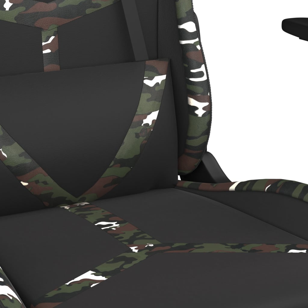 vidaXL Masažinė žaidimų kėdė, juoda/kamufliažinė, dirbtinė oda