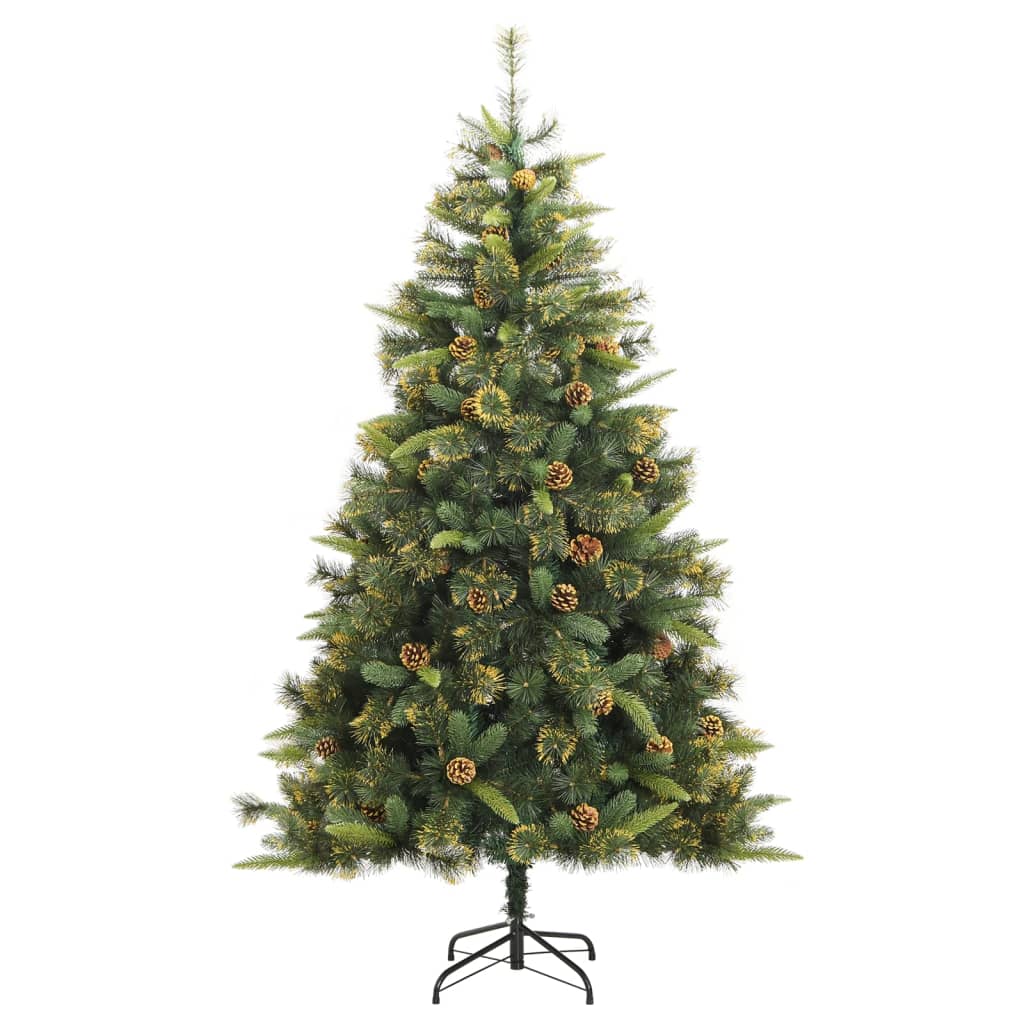 vidaXL Kalėdų eglutė su šarnyrinėmis šakomis/kankorėžiais, 210 cm