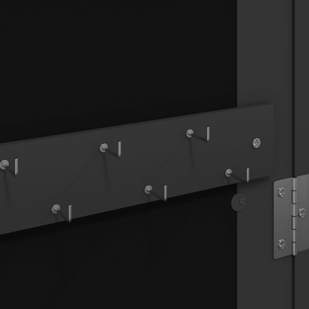 vidaXL Veidrodinė papuošalų spintelė su LED, juoda, laisvai pastatoma