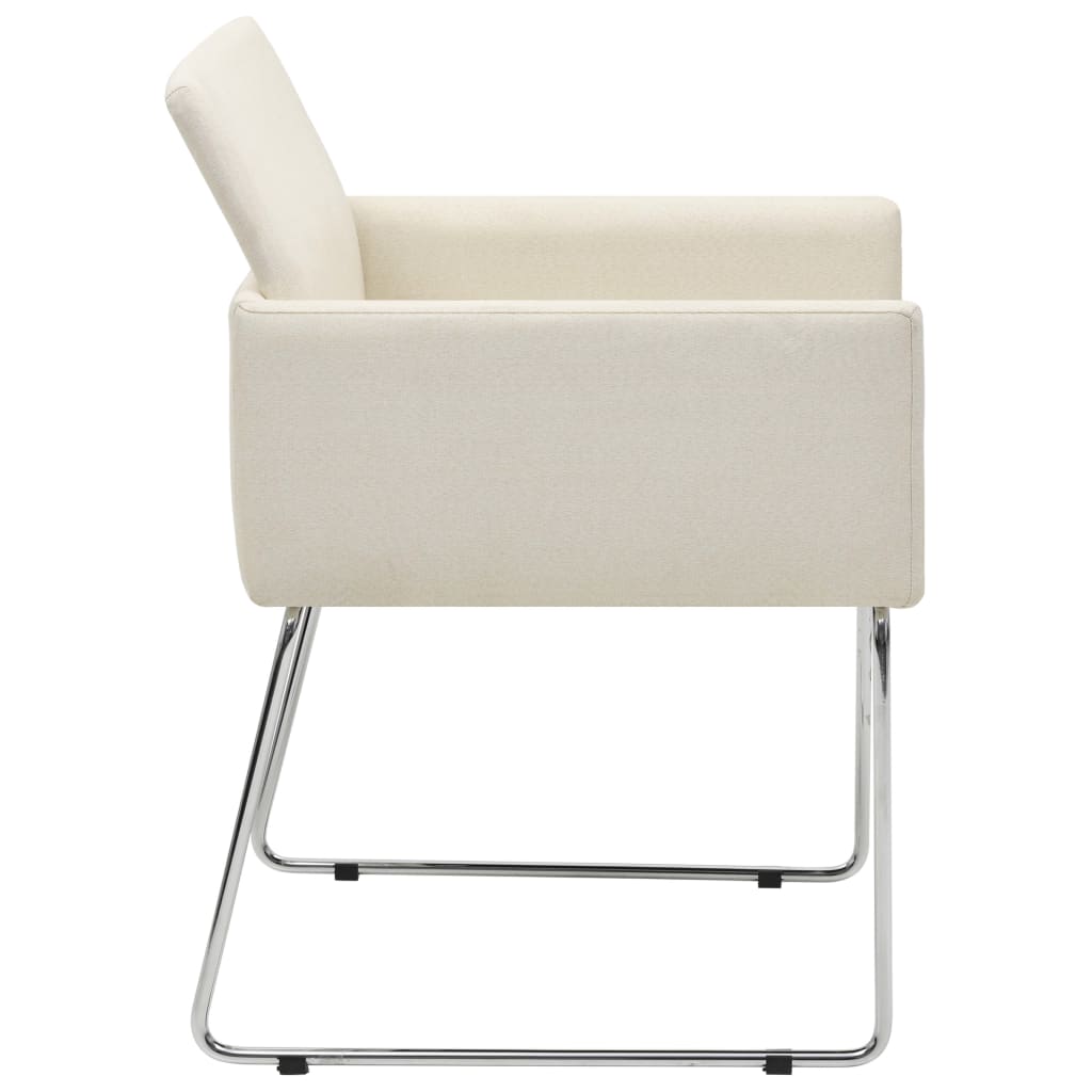 vidaXL Valgomojo kėdės, 2vnt., baltos, lino išvaizdos audinys