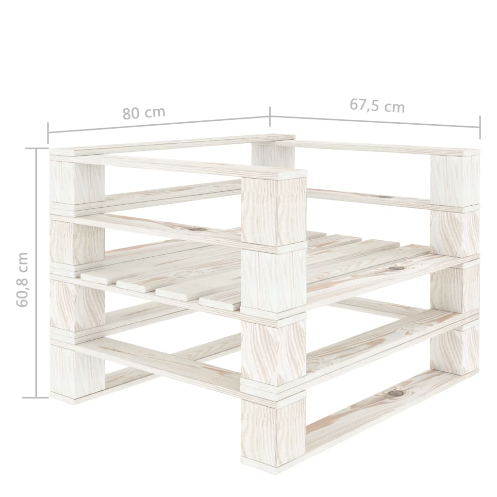 vidaXL Sodo baldų komplektas iš palečių, 6 dalių, baltas, mediena
