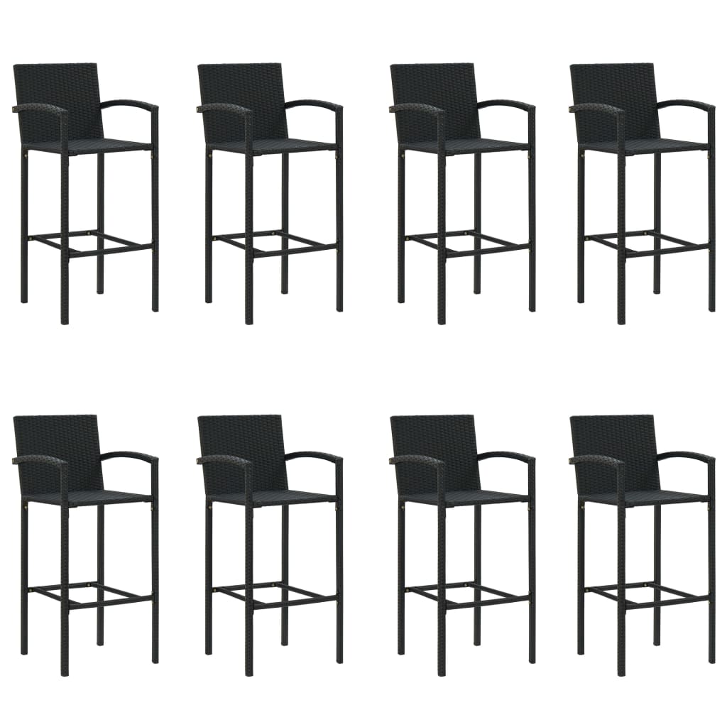 vidaXL Sodo baro baldų komplektas, 9 dalių, juodas (246665+2x313455)