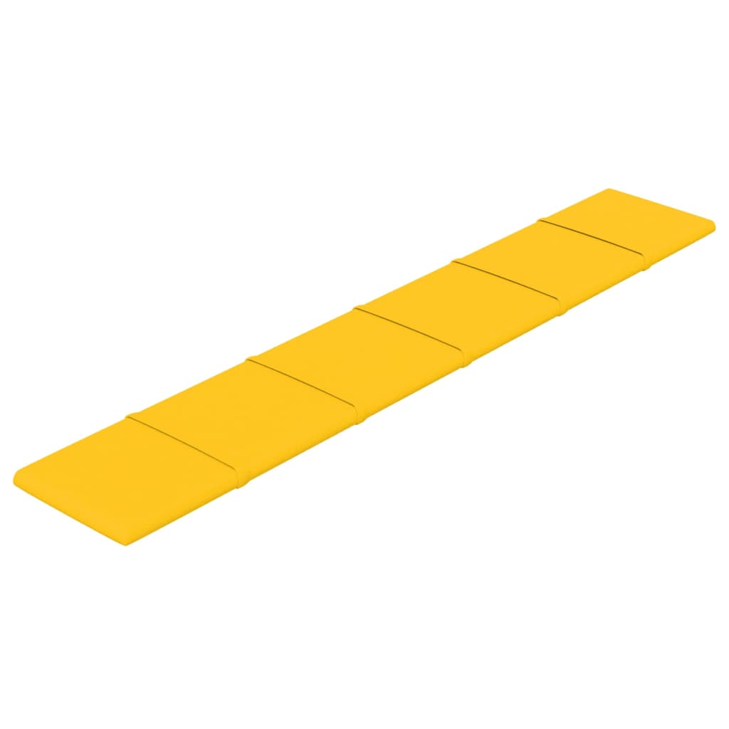 vidaXL Sienų plokštės, 12vnt., geltonos, 90x15cm, aksomas, 1,62m²