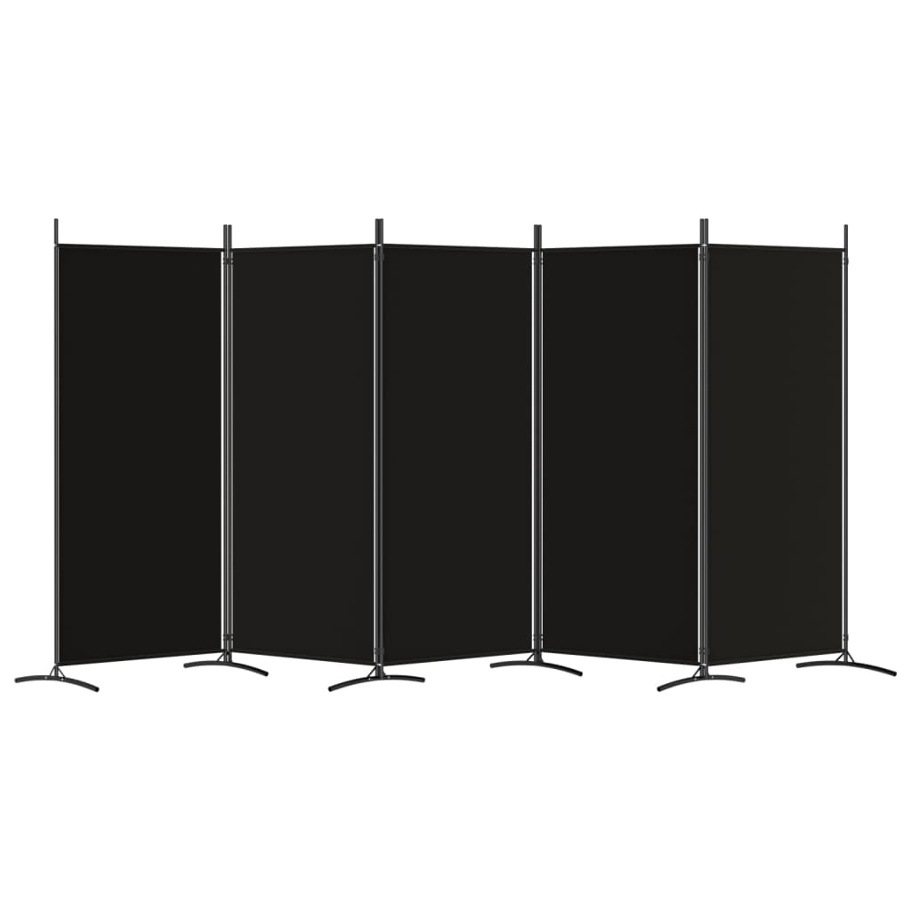vidaXL Kambario pertvara, 5 dalių, juodos spalvos, 433x180cm, audinys