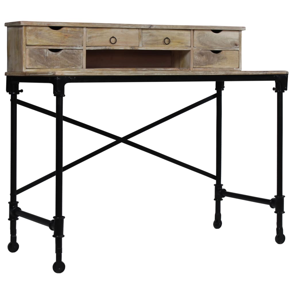 vidaXL Rašomasis stalas, mango mediena ir plienas, 110x50x96cm