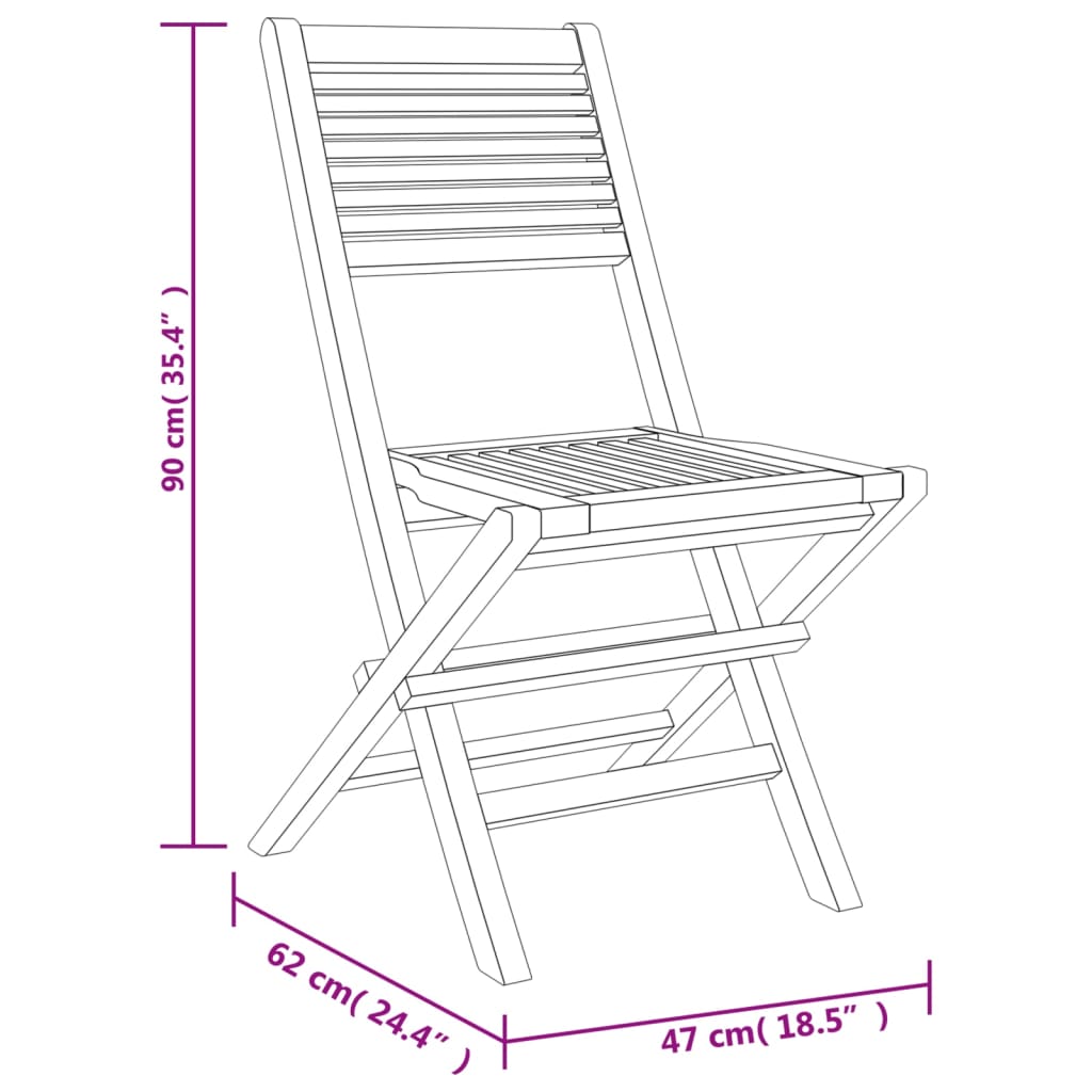 vidaXL Sulankstomos sodo kėdės, 4vnt., 47x62x90cm, tikmedžio masyvas
