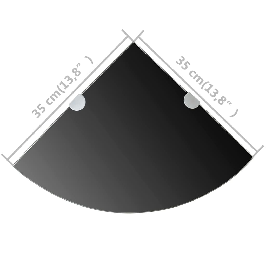 vidaXL Kampinės lentynos, 2vnt., juodos, 35x35cm, stiklas