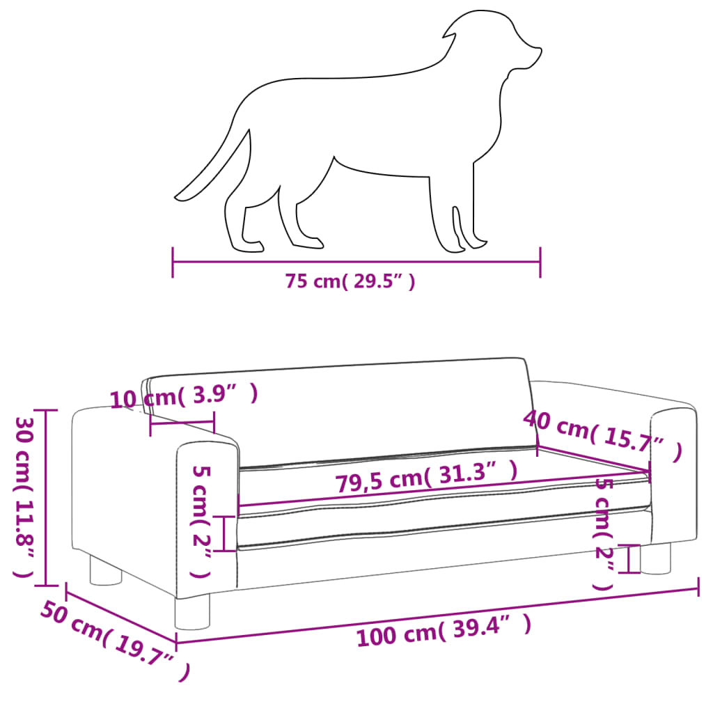 vidaXL Lova šunims su prailginimu, rožinė, 100x50x30cm, aksomas