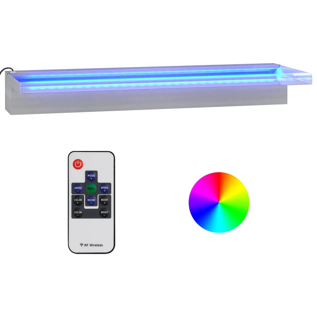 vidaXL Krioklys su įvairių spalvų LED lemputėmis, 60cm, plienas