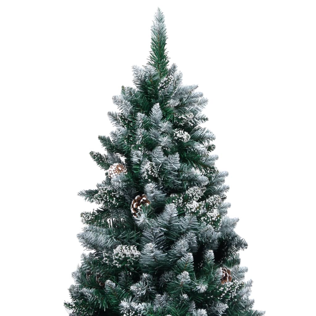 vidaXL Dirbtinė Kalėdų eglutė su LED, kankorėžiais ir sniegu, 210cm