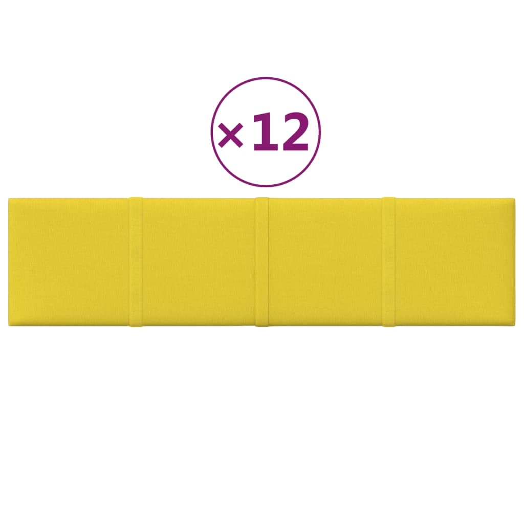 vidaXL Sienų plokštės, 12vnt., šviesiai geltonos, 60x15 cm 1,08 m²