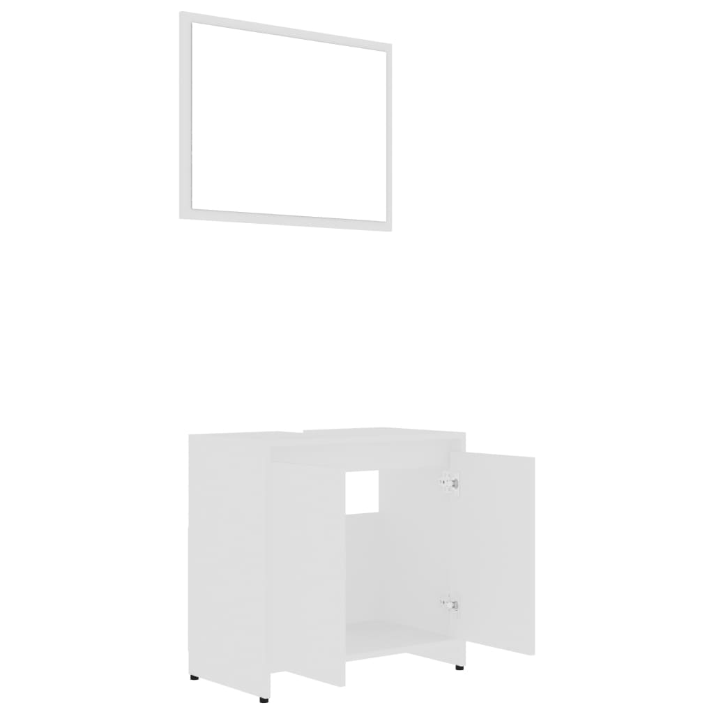 vidaXL Vonios kambario baldų komplektas, 4 dalių, baltos spalvos, MDP