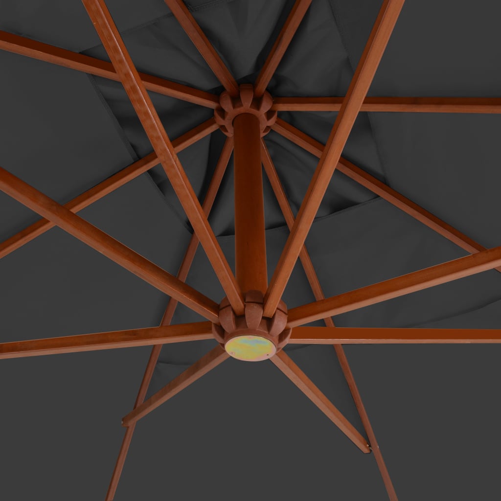 vidaXL Gembinis skėtis su mediniu stulpu, antracito spalvos, 400x300cm