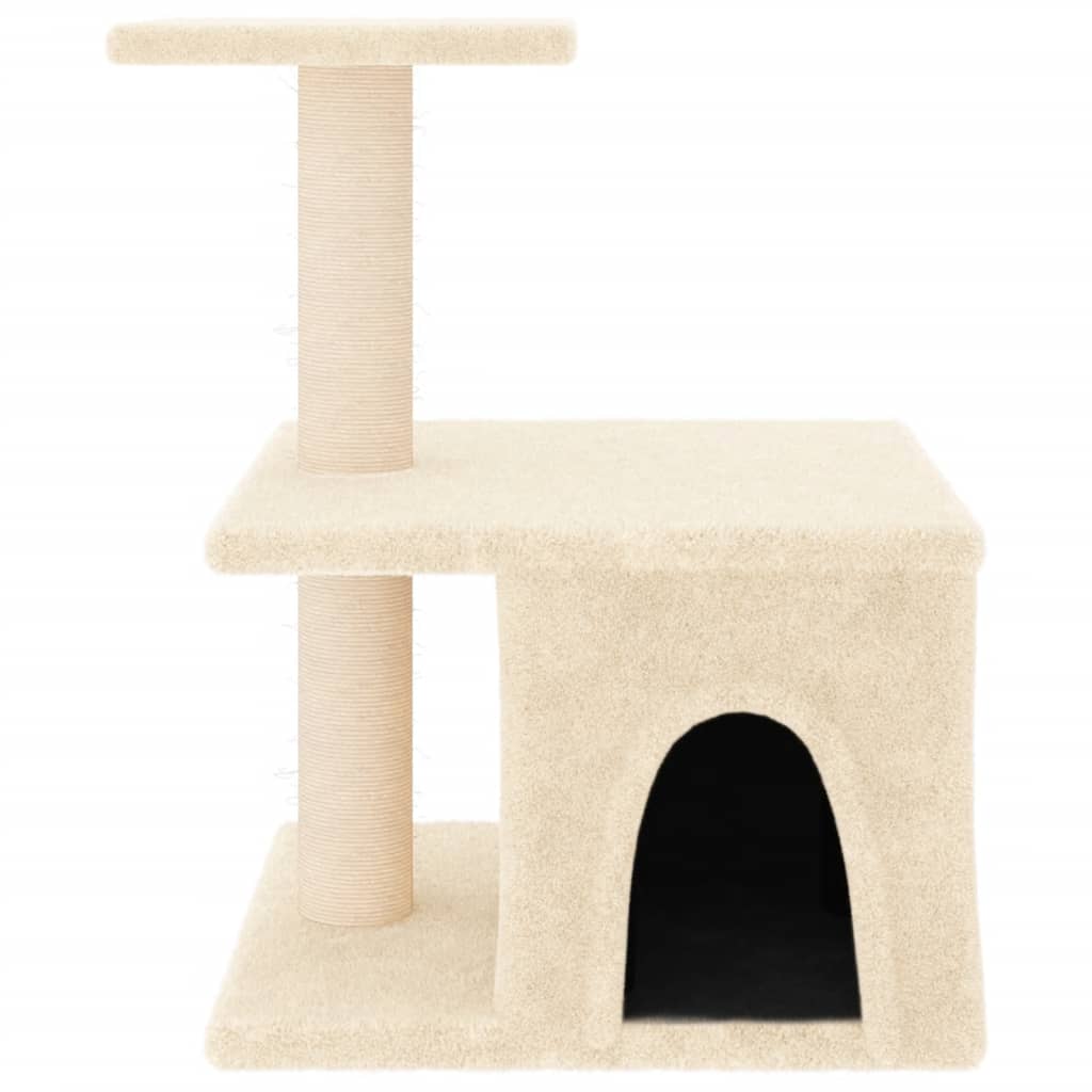 vidaXL Draskyklė katėms su stovais iš sizalio, kreminės spalvos, 48cm
