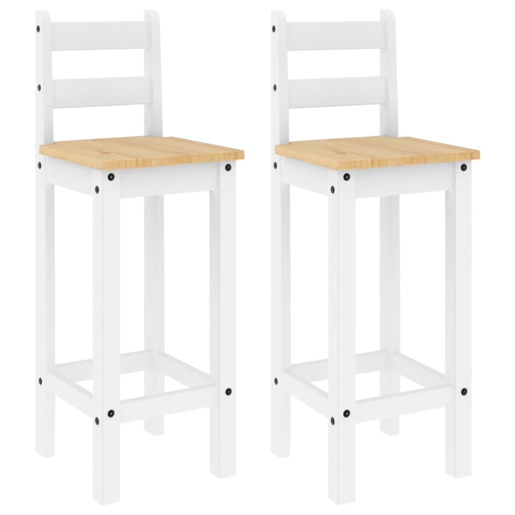 vidaXL Baro kėdės, 2vnt., baltos spalvos, pušies medienos masyvas