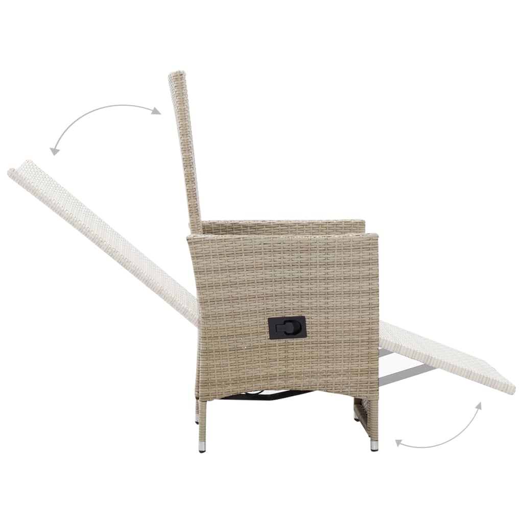 vidaXL Atlošiamos sodo kėdės su pagalvėlėmis, 2vnt., smėlio, ratanas