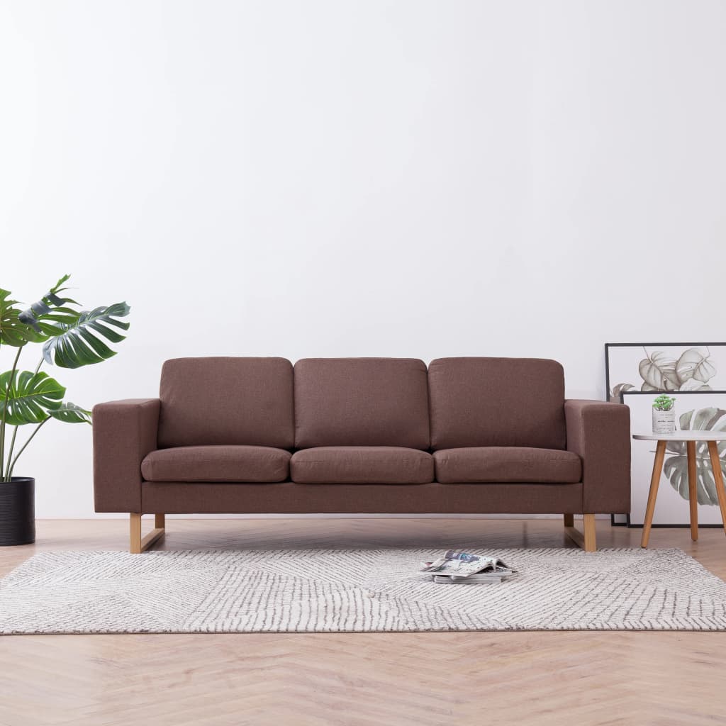 vidaXL Trivietė sofa, ruda, audinys