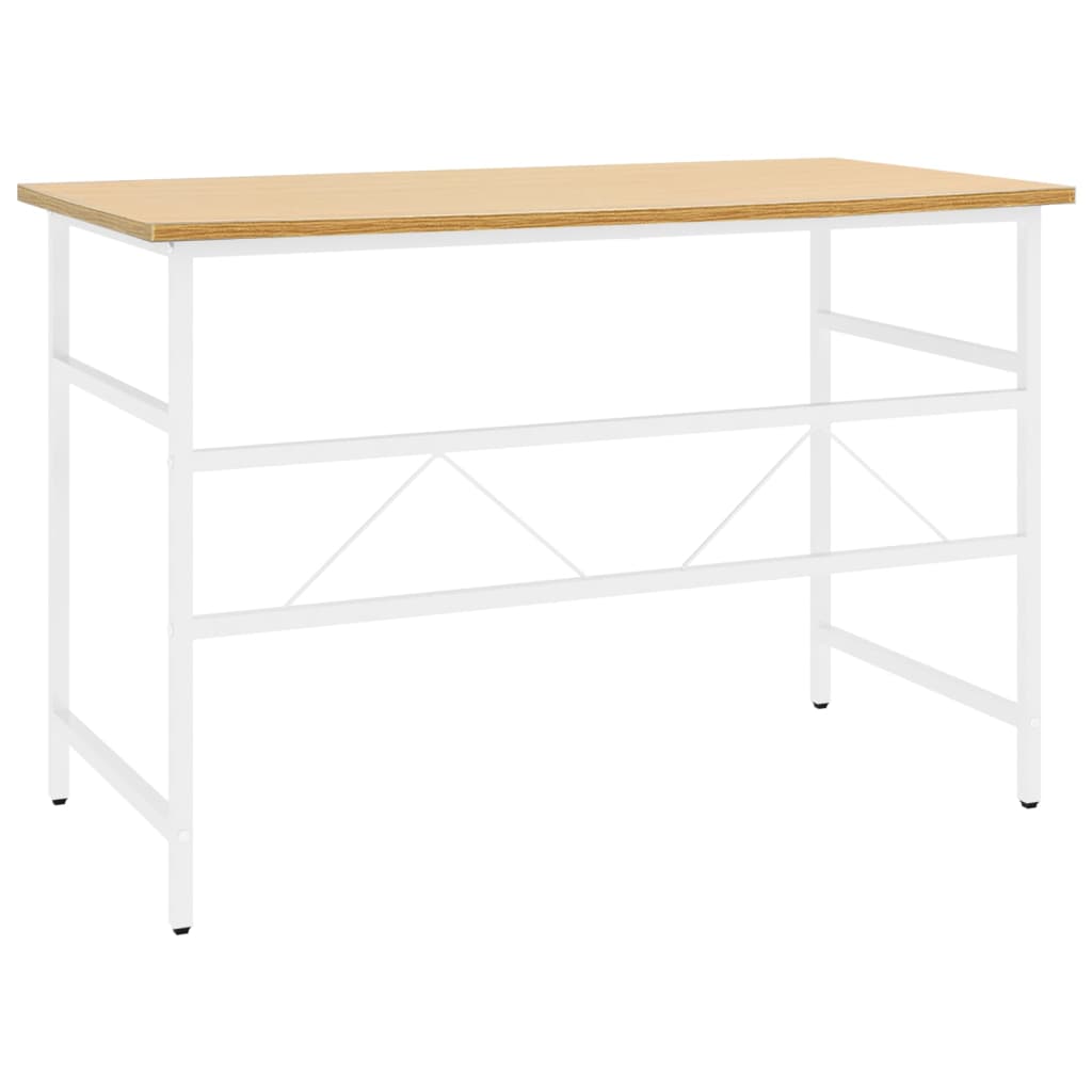 vidaXL Kompiuterio stalas, baltas/ąžuolo, 105x55x72cm, MDF ir metalas