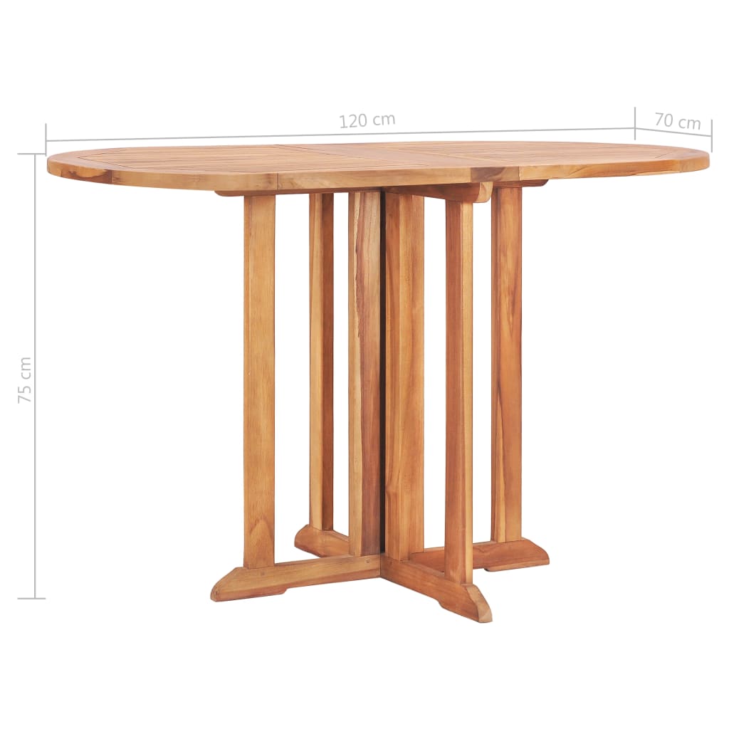 vidaXL Sulankstomas sodo stalas, 120x70x75cm, tikmedžio masyvas