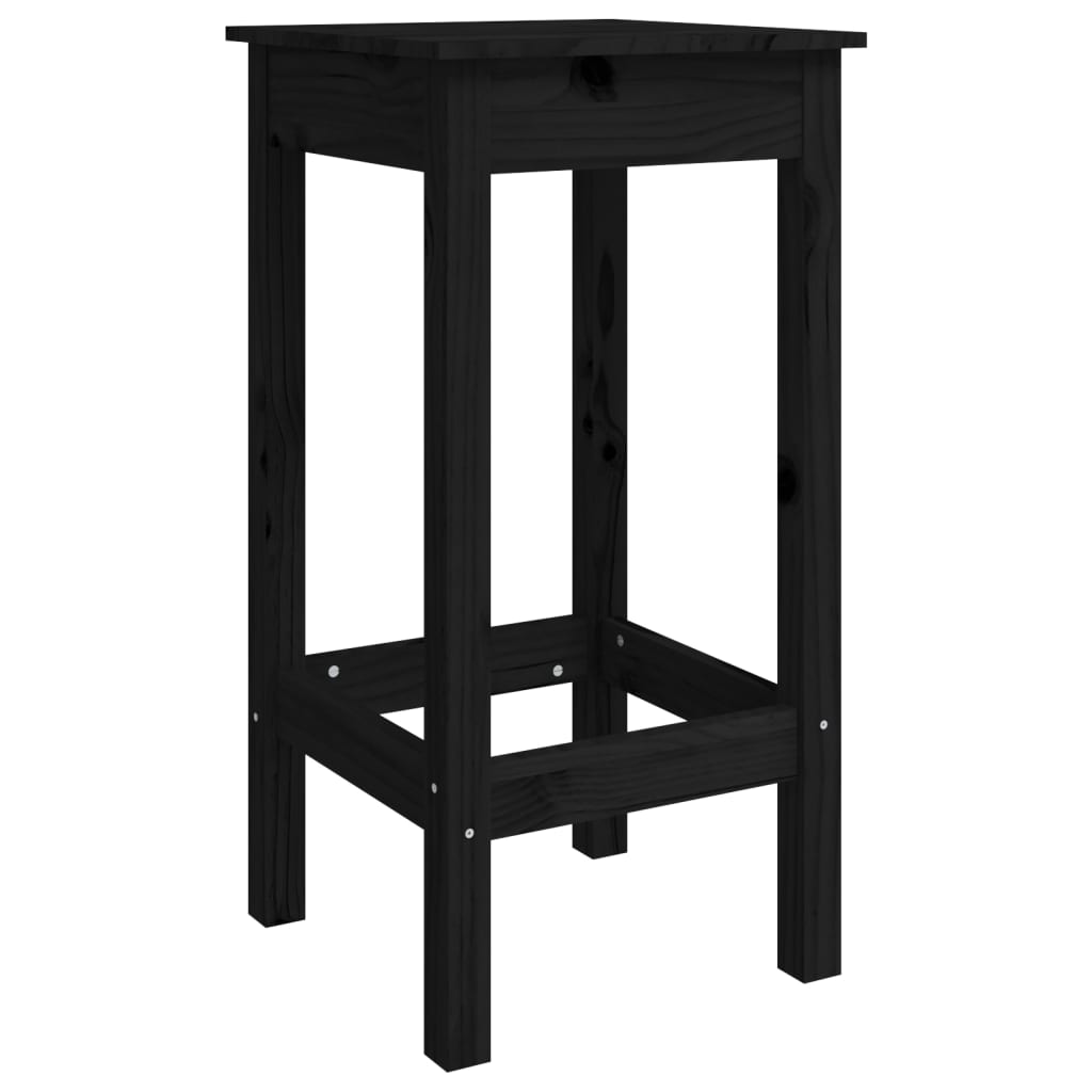 vidaXL Baro kėdės, 2vnt., juodos, 40x40x78cm, pušies medienos masyvas